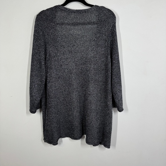 Eileen Fisher Gray Open Front Linen Blend Long Cardigan Sweater Minimalist - Picture 8 of 11